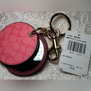 COACH PINK LEMONADE SIGNATURE MIRROR KEY CHAIN